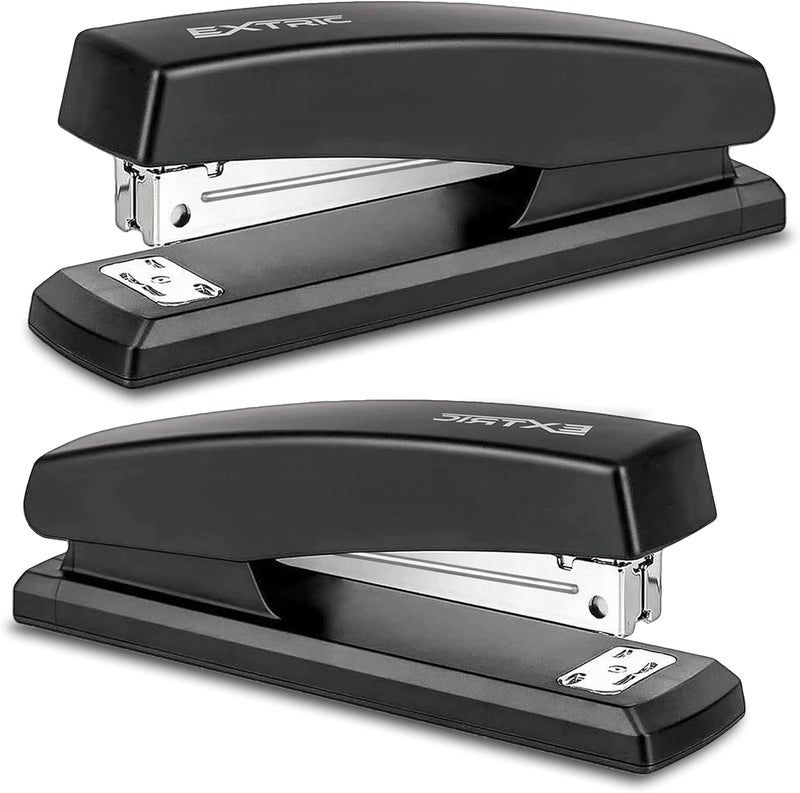 EXTRIC Stapler – Staplers for Desk, Black Stapler Heavy Duty 2 Pack, Staplers 25 Sheet Capacity for Office and Home - Image 1